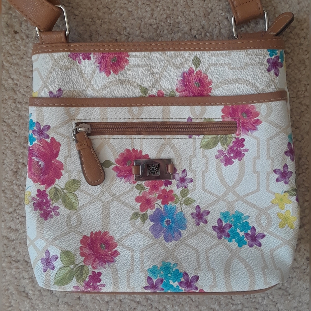 White floral cross body purse